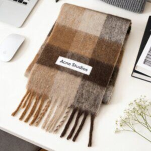 Acne Brown Checkered Scarf